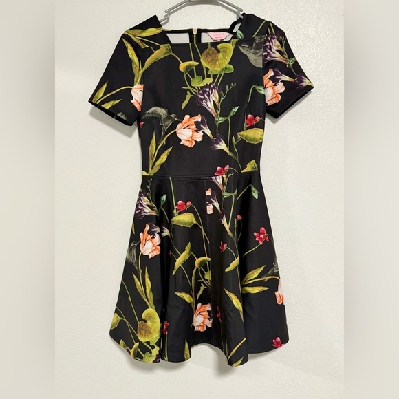 Ted Baker moved floral skater for and flare Yellow and Pink A-Line Mini Dress 1 - Picture 5 of 8
